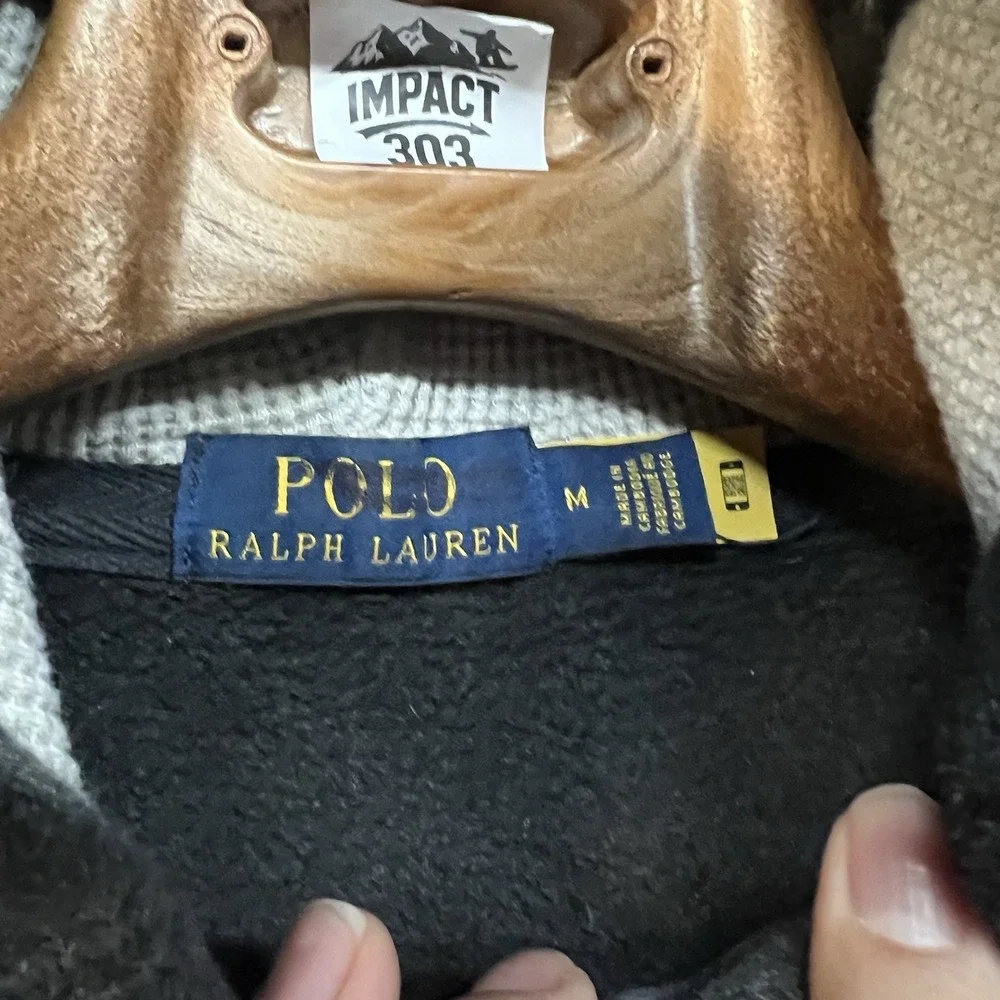 Polo Ralph Lauren Fleece Lined Full Zip Waffle Hoodie Men's‎ Size Medium Gray